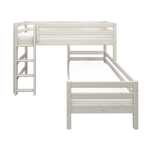 Bunk Bed 143 cm with Ladder and Safety Rail, 90x200 cm, White BUNKBED semi-high-bed-w-straight-ladder-white-washed-1  flexa-com.myshopify.com