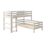 Bunk Bed 143 cm with Ladder and Safety Rail, 90x200 cm, White BUNKBED semi-high-bed-w-straight-ladder-white-washed-1  flexa-com.myshopify.com