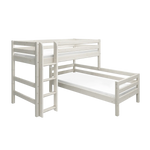 Bunk Bed 143 cm with Ladder and Safety Rail, 90x200 cm, White BUNKBED semi-high-bed-w-straight-ladder-white-washed-1  flexa-com.myshopify.com