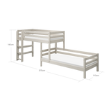 Bunk Bed with Ladder and Safety Rail, 90x200 cm, White