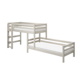 Bunk Bed with Ladder and Safety Rail, 90x200 cm, White