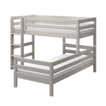 Bunk Bed 143 cm with Ladder and Safety Rail, 90x200 cm, Grey BUNKBED semi-high-bed-w-straight-ladder-grey-washed-1  flexa-com.myshopify.com