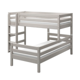 Bunk Bed 143 cm with Ladder and Safety Rail, 90x200 cm, Grey BUNKBED semi-high-bed-w-straight-ladder-grey-washed-1  flexa-com.myshopify.com