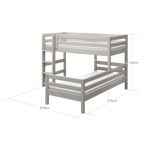 Bunk Bed 143 cm with Ladder and Safety Rail, 90x200 cm, Grey BUNKBED semi-high-bed-w-straight-ladder-grey-washed-1  flexa-com.myshopify.com
