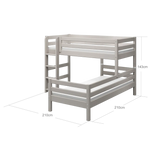 Bunk Bed 143 cm with Ladder and Safety Rail, 90x200 cm, Grey BUNKBED semi-high-bed-w-straight-ladder-grey-washed-1  flexa-com.myshopify.com