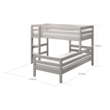 Bunk Bed with Ladder and Safety Rail, 90x200 cm, Grey