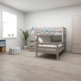 Bunk Bed with Ladder and Safety Rail, 90x200 cm, Grey