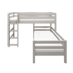 Bunk Bed 143 cm with Ladder and Safety Rail, 90x200 cm, Grey BUNKBED semi-high-bed-w-straight-ladder-grey-washed-1  flexa-com.myshopify.com