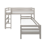 Bunk Bed 143 cm with Ladder and Safety Rail, 90x200 cm, Grey BUNKBED semi-high-bed-w-straight-ladder-grey-washed-1  flexa-com.myshopify.com