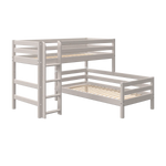 Bunk Bed 143 cm with Ladder and Safety Rail, 90x200 cm, Grey BUNKBED semi-high-bed-w-straight-ladder-grey-washed-1  flexa-com.myshopify.com