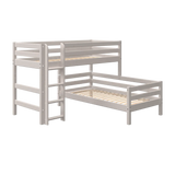 Bunk Bed 143 cm with Ladder and Safety Rail, 90x200 cm, Grey BUNKBED semi-high-bed-w-straight-ladder-grey-washed-1  flexa-com.myshopify.com