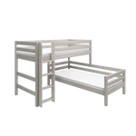 Bunk Bed 143 cm with Ladder and Safety Rail, 90x200 cm, Grey BUNKBED semi-high-bed-w-straight-ladder-grey-washed-1  flexa-com.myshopify.com