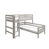 Bunk Bed 143 cm with Ladder and Safety Rail, 90x200 cm, Grey BUNKBED semi-high-bed-w-straight-ladder-grey-washed-1  flexa-com.myshopify.com