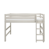Lit haut 143 cm avec échelle et barrière de sécurité, 90x200 cm, Blanc