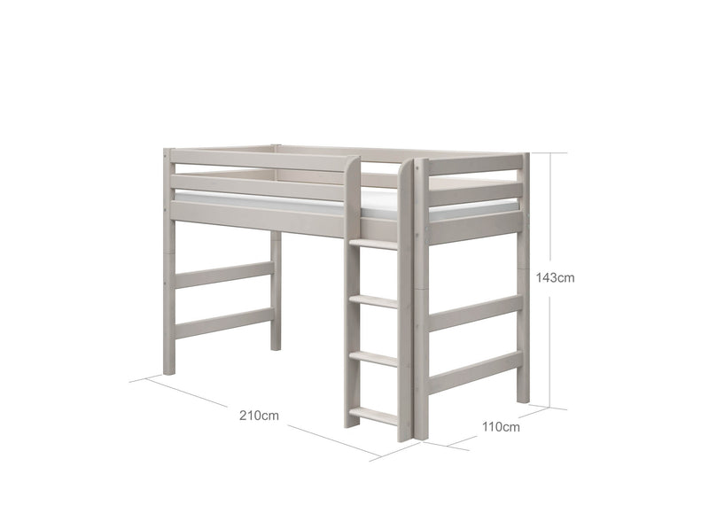 Semi-high bed w. straight ladder