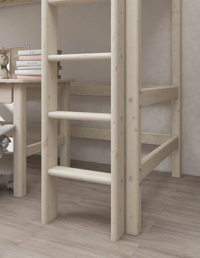 High bed with straight ladder