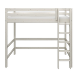 High Bed 184 cm with Ladder and Safety Rail, 90x200 cm, White HIGHBED high-bed-with-straight-ladder-white-washed-1  flexa-com.myshopify.com