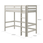 High Bed 184 cm with Ladder and Safety Rail, 90x200 cm, White HIGHBED high-bed-with-straight-ladder-white-washed-1  flexa-com.myshopify.com