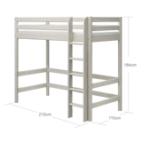 High Bed 184 cm with Ladder and Safety Rail, 90x200 cm, White HIGHBED high-bed-with-straight-ladder-white-washed-1  flexa-com.myshopify.com