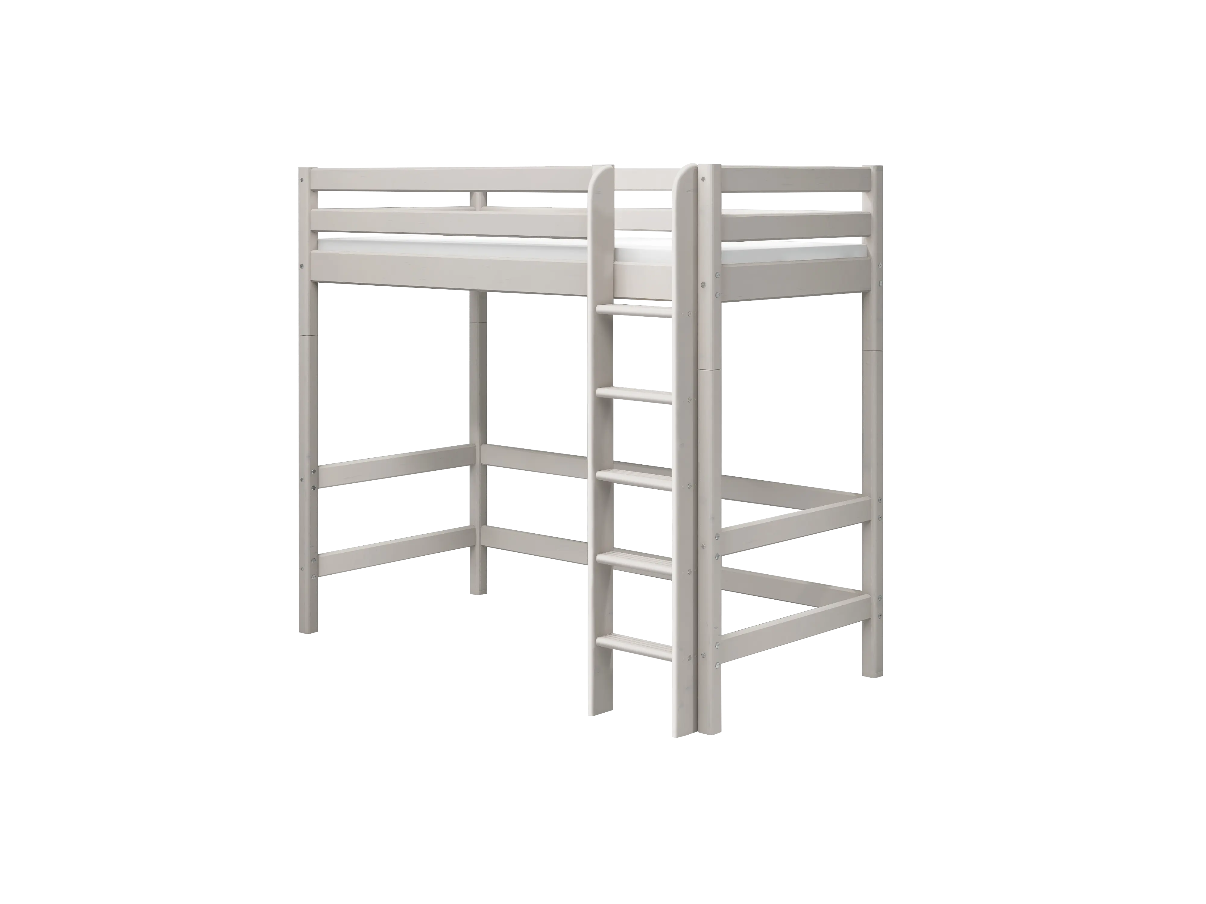 High Bed 184 cm with Safety Rail and Ladder, 90x200 cm, Grey HIGHBED high-bed-with-straight-ladder-grey-washed-1  flexa-com.myshopify.com
