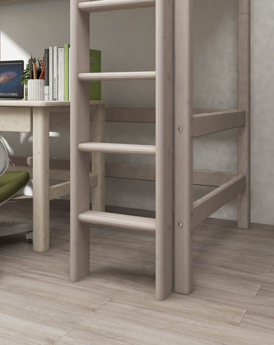 High bed with straight ladder