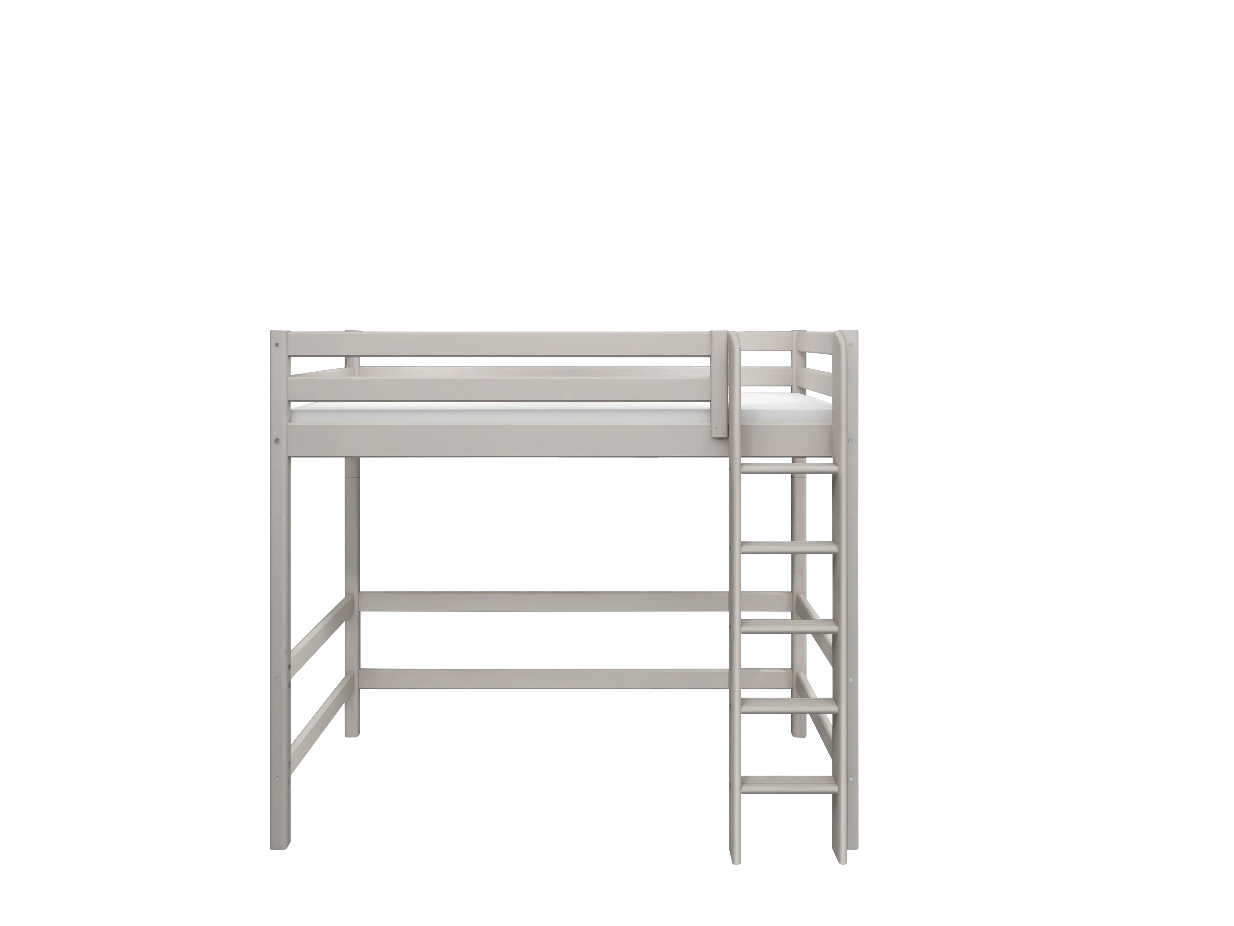 High Bed 184 cm with Safety Rail and Ladder, 90x200 cm, Grey HIGHBED high-bed-with-straight-ladder-grey-washed-1  flexa-com.myshopify.com