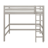 Cama alta 184 cm con barrera de seguridad y escalera, 90x200 cm, Gris