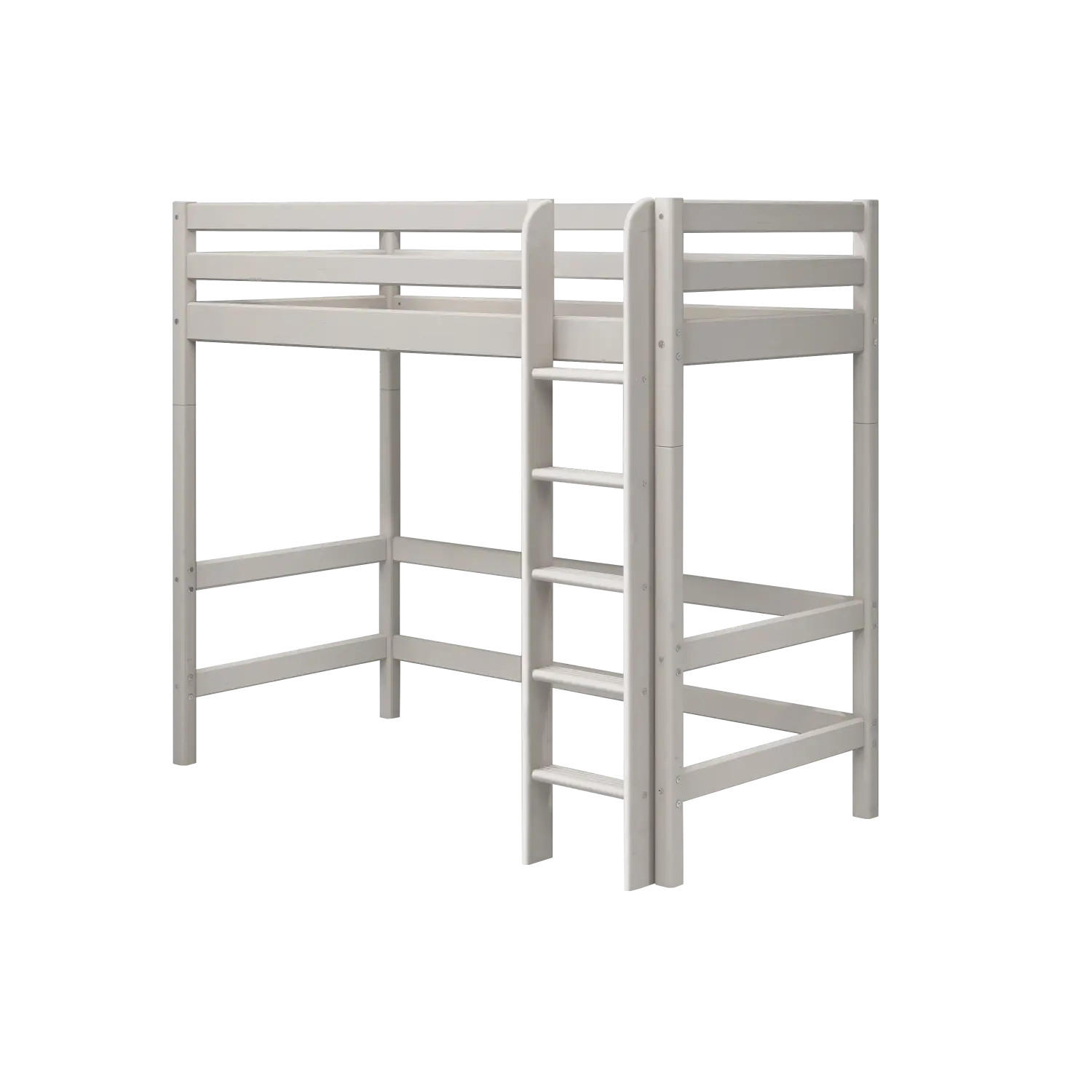 High Bed 184 cm with Safety Rail and Ladder, 90x200 cm, Grey HIGHBED high-bed-with-straight-ladder-grey-washed-1  flexa-com.myshopify.com