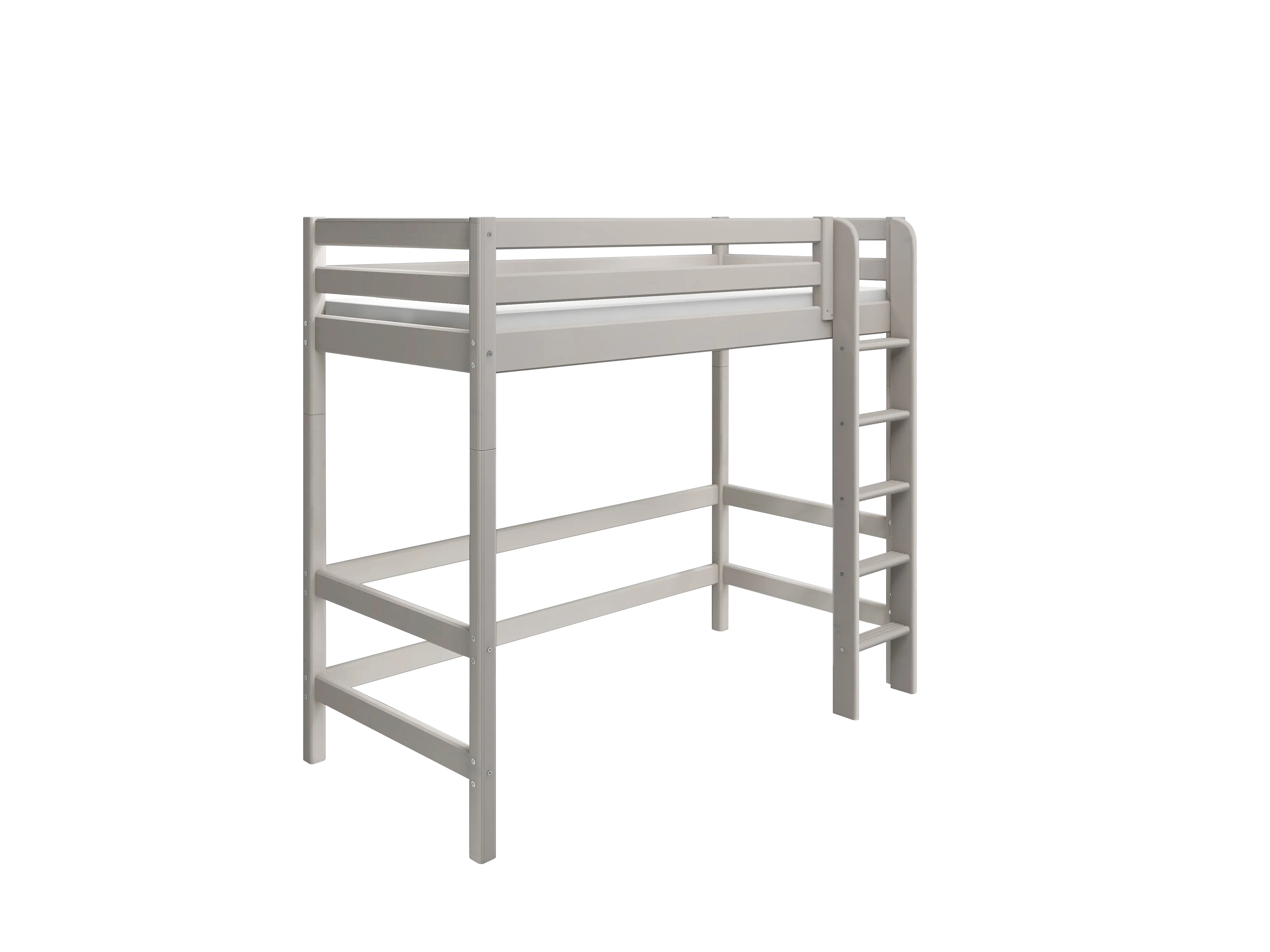 High Bed 184 cm with Safety Rail and Ladder, 90x200 cm, Grey HIGHBED high-bed-with-straight-ladder-grey-washed-1  flexa-com.myshopify.com