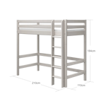 High Bed 184 cm with Safety Rail and Ladder, 90x200 cm, Grey HIGHBED high-bed-with-straight-ladder-grey-washed-1  flexa-com.myshopify.com