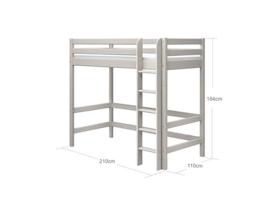 High bed with straight ladder