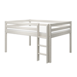 Lit haut 120 cm avec barrière de sécurité et échelle, 140x200 cm, Blanc