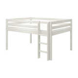 High Bed 120 cm with Safety Rail and Ladder, 140x200 cm, White
