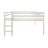 High Bed 120 cm with Safety Rail and Ladder, 140x200 cm, White
