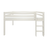 High Bed 120 cm with Safety Rail and Ladder, 140x200 cm, White