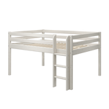 Lit haut 120 cm avec barrière de sécurité et échelle, 140x200 cm, Blanc