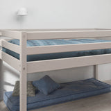 Lit haut 120 cm avec barrière de sécurité et échelle, 140x200 cm, Blanc