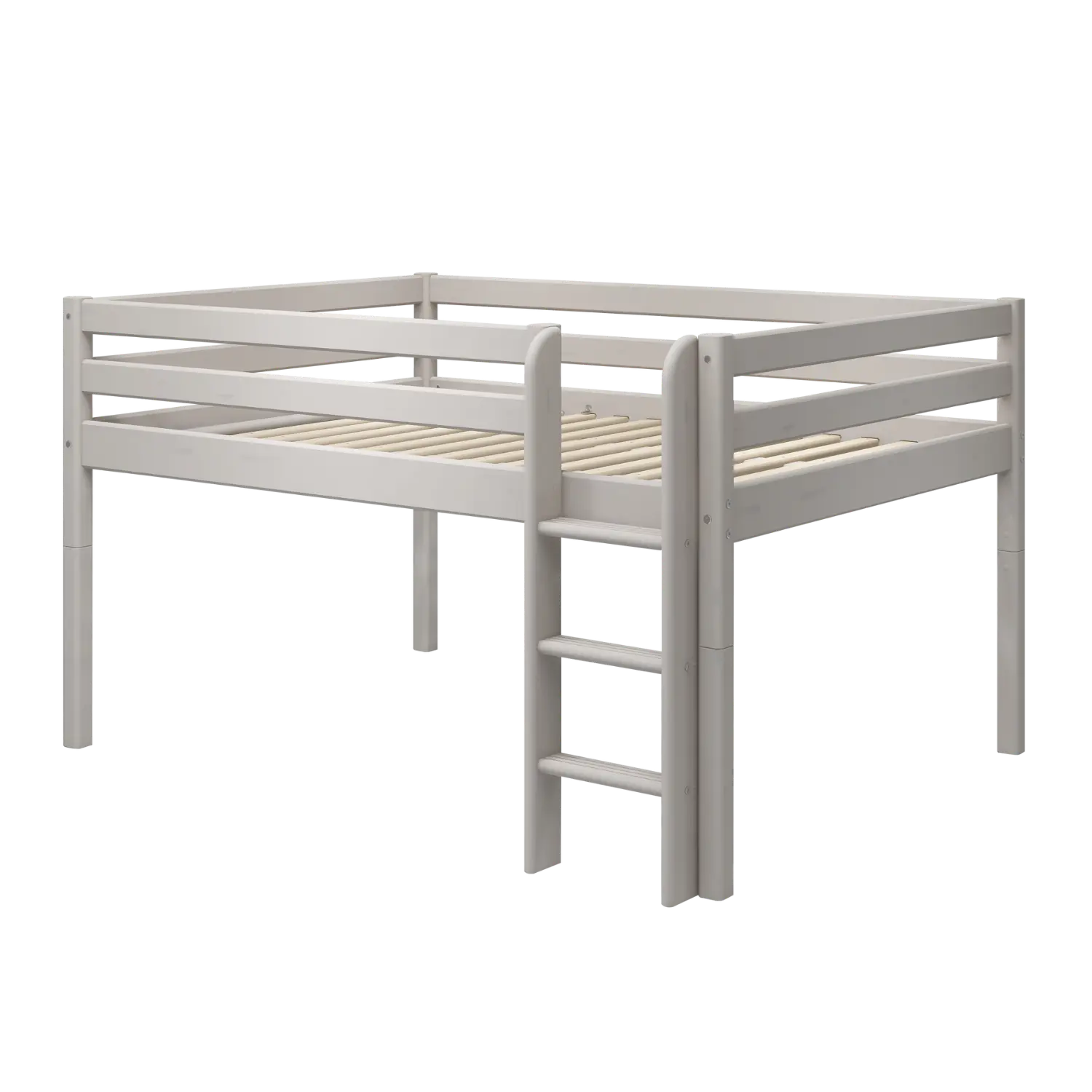 High Bed 120 cm with Ladder and Safety Rail, 140x200 cm, Grey MID_HIGH-BED mid-high-bed-grey-washed-1  flexa-com.myshopify.com
