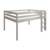 High Bed 120 cm with Ladder and Safety Rail, 140x200 cm, Grey