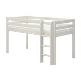 High Bed 120 cm with Safety Rail and Ladder, 90x200 cm, White