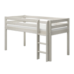 High Bed 120 cm with Safety Rail and Ladder, 90x200 cm, White MID_HIGH-BED mid-high-bed-w-straight-ladder-white-washed-1  flexa-com.myshopify.com