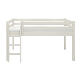 High Bed 120 cm with Safety Rail and Ladder, 90x200 cm, White