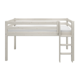 Mid-High Bed with Safety Rail and Ladder, 90x200 cm, White