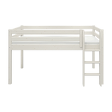 High Bed 120 cm with Safety Rail and Ladder, 90x200 cm, White