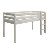 High Bed 120 cm with Safety Rail and Ladder, 90x200 cm, White MID_HIGH-BED mid-high-bed-w-straight-ladder-white-washed-1  flexa-com.myshopify.com