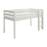 High Bed 120 cm with Safety Rail and Ladder, 90x200 cm, White