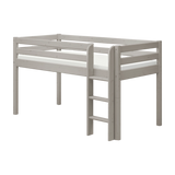 High Bed 120 cm with Ladder and Safety Rail, 90x200 cm, Grey