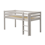 High Bed 120 cm with Ladder and Safety Rail, 90x200 cm, Grey MID_HIGH-BED mid-high-bed-w-straight-ladder-grey-washed-1  flexa-com.myshopify.com
