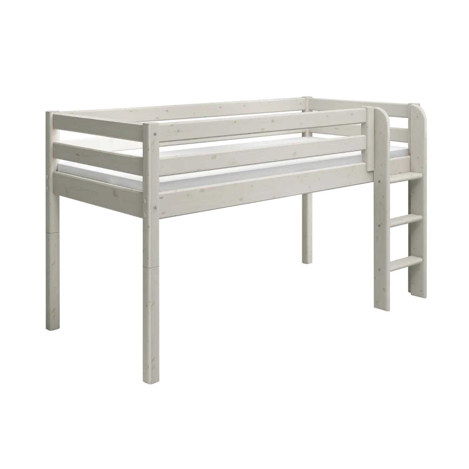 High Bed 120 cm with Ladder and Safety Rail, 90x200 cm, Grey MID_HIGH-BED mid-high-bed-w-straight-ladder-grey-washed-1  flexa-com.myshopify.com