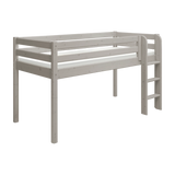 High Bed 120 cm with Ladder and Safety Rail, 90x200 cm, Grey